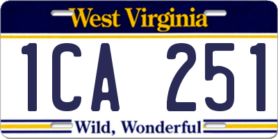 WV license plate 1CA251