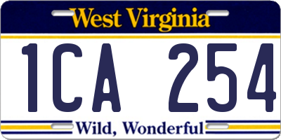 WV license plate 1CA254