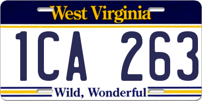 WV license plate 1CA263