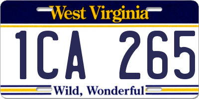 WV license plate 1CA265