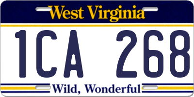 WV license plate 1CA268
