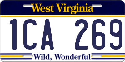 WV license plate 1CA269
