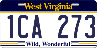 WV license plate 1CA273