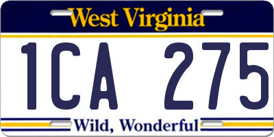 WV license plate 1CA275