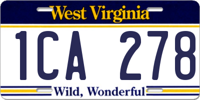 WV license plate 1CA278