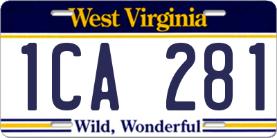 WV license plate 1CA281