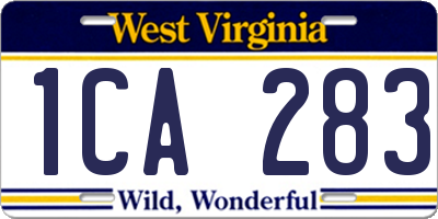 WV license plate 1CA283