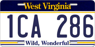 WV license plate 1CA286