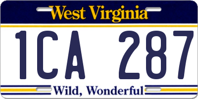 WV license plate 1CA287