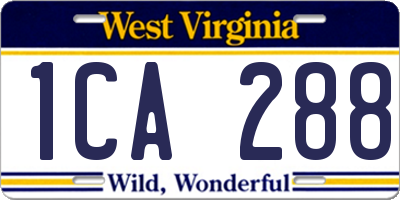 WV license plate 1CA288