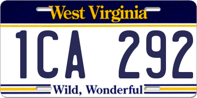 WV license plate 1CA292
