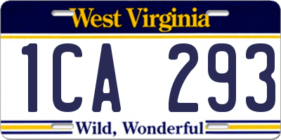 WV license plate 1CA293
