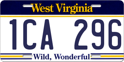 WV license plate 1CA296