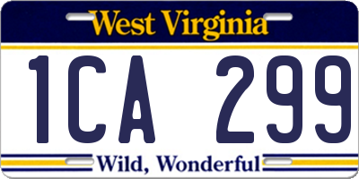 WV license plate 1CA299