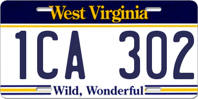 WV license plate 1CA302