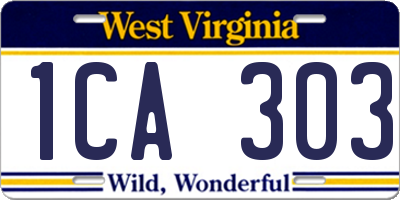 WV license plate 1CA303