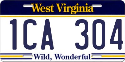 WV license plate 1CA304