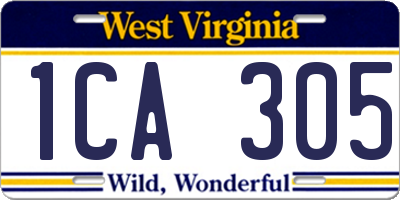 WV license plate 1CA305