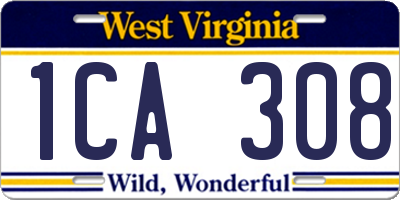 WV license plate 1CA308