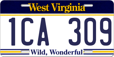 WV license plate 1CA309