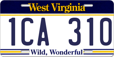 WV license plate 1CA310