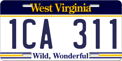 WV license plate 1CA311