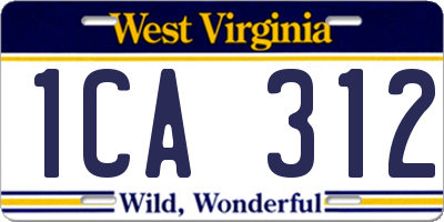 WV license plate 1CA312
