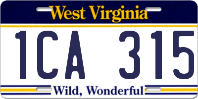 WV license plate 1CA315