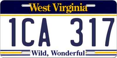 WV license plate 1CA317