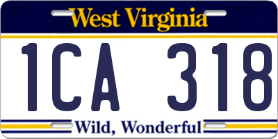 WV license plate 1CA318