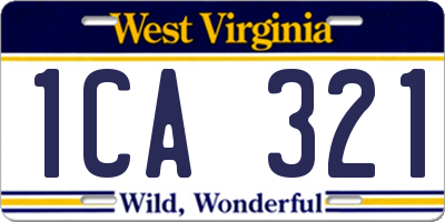 WV license plate 1CA321