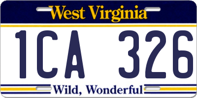 WV license plate 1CA326