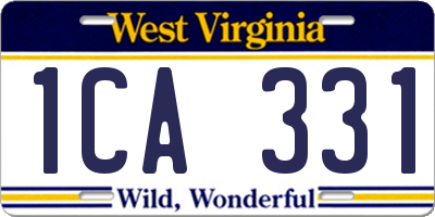 WV license plate 1CA331
