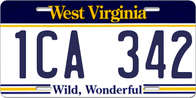 WV license plate 1CA342