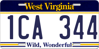 WV license plate 1CA344