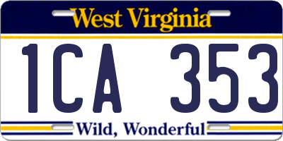 WV license plate 1CA353