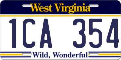 WV license plate 1CA354