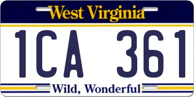 WV license plate 1CA361