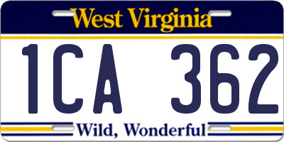 WV license plate 1CA362
