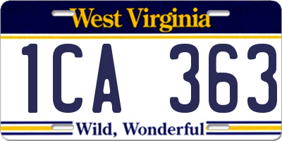 WV license plate 1CA363