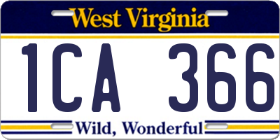 WV license plate 1CA366