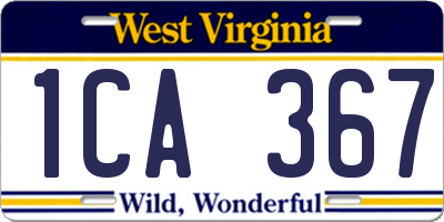 WV license plate 1CA367