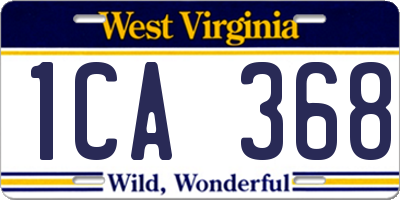WV license plate 1CA368