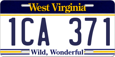 WV license plate 1CA371