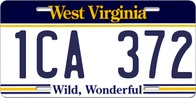 WV license plate 1CA372