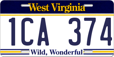 WV license plate 1CA374