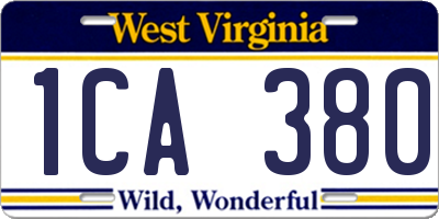 WV license plate 1CA380
