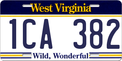 WV license plate 1CA382