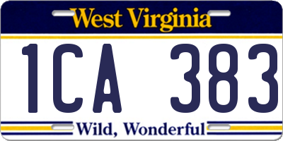 WV license plate 1CA383