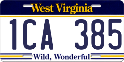 WV license plate 1CA385